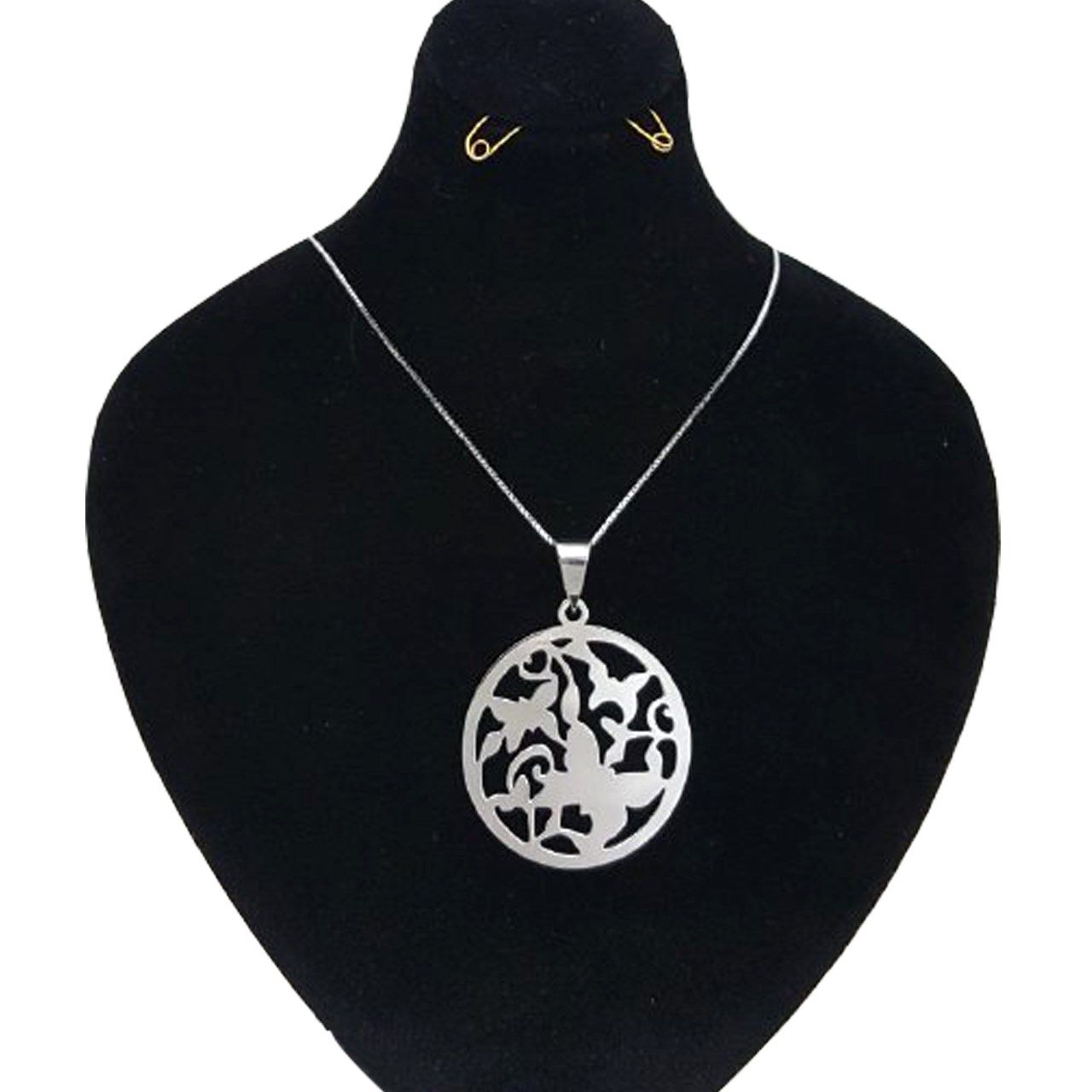 گردنبند نقره ایران شاپ مدل پروانه ترمه -  - 1