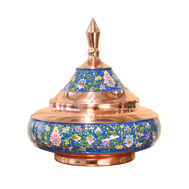شکلات خوری مسی صنایع دستی فاخر مدل پرداز طرح اسلیمی کد Spaceship22p20
