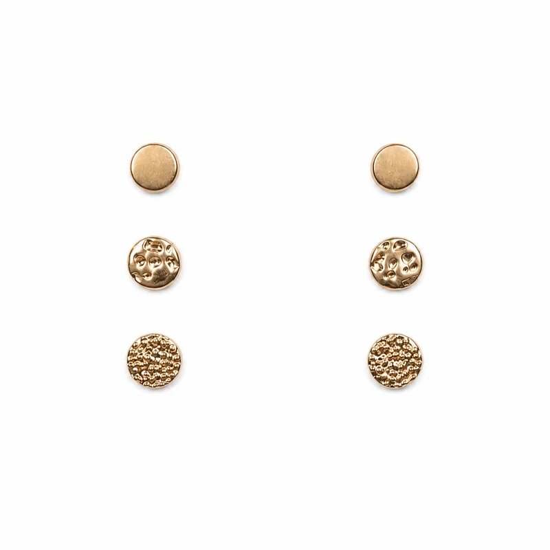 گوشواره میخی زنانه استیل  مدل Texture Trio بسته 3 عددی