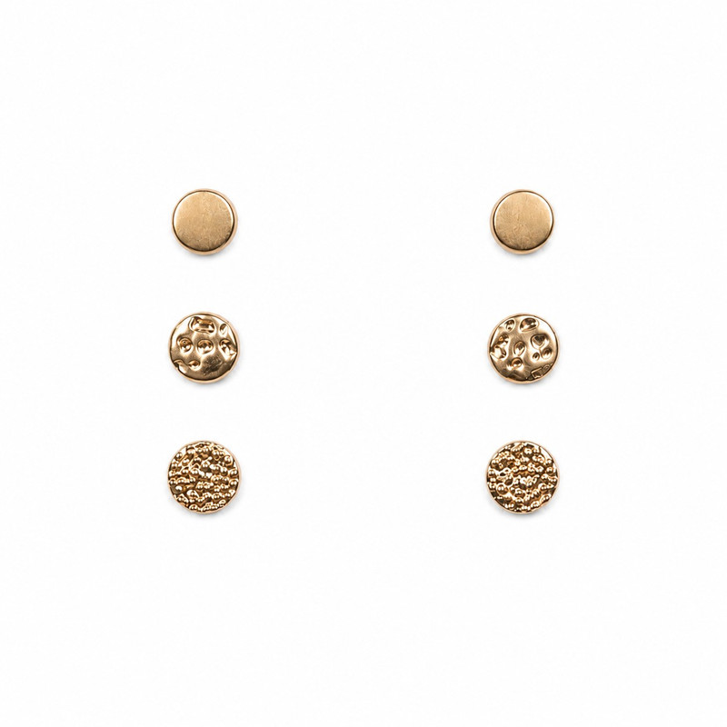 گوشواره میخی زنانه استیل  مدل Texture Trio بسته 3 عددی