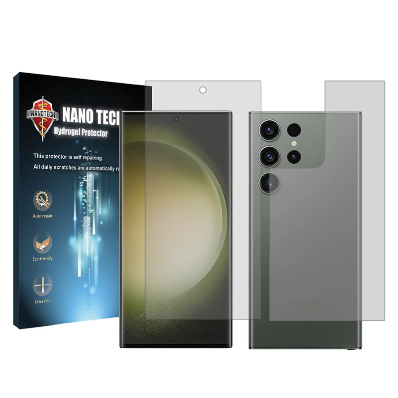 محافظ صفحه نمایش شفاف نانو تک مدل Tough مناسب برای گوشی موبایل سامسونگ Galaxy S23 Ultra به همراه محافظ پشت گوشی