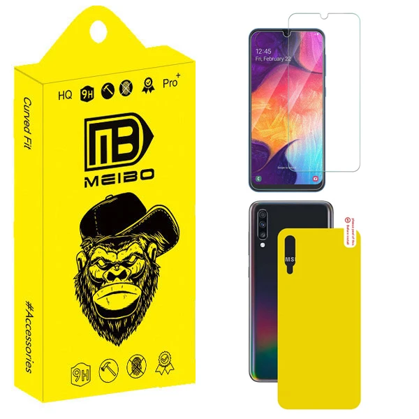 محافظ صفحه نمایش شیشه ای میبو مدل Bright مناسب برای گوشی موبایل سامسونگ Galaxy A50 / A50s / A30s به همراه محافظ پشت گوشی