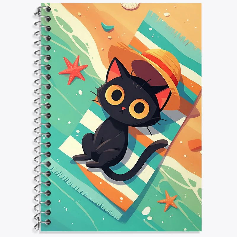 دفتر زبان 50 برگ خندالو مدل دو خط طرح گربه کیوت کد N4506