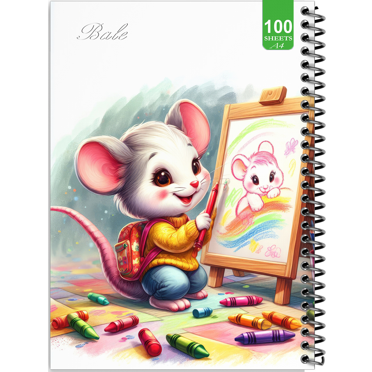 دفتر نقاشی 100 برگ بله طرح فانتزی موش هنرمند کد A4-N155