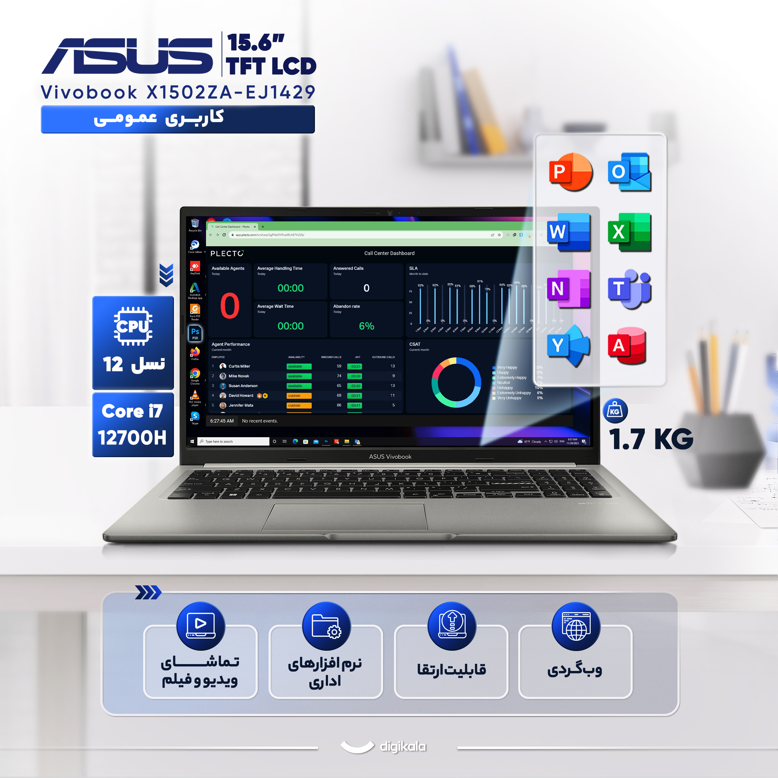 لپ تاپ 15.6 اینچی ایسوس مدل Vivobook 15 X1502ZA-EJ1429-i7 12700H-16GB DDR4 3200MHz-512GB SSD-TFT - کاستوم شده