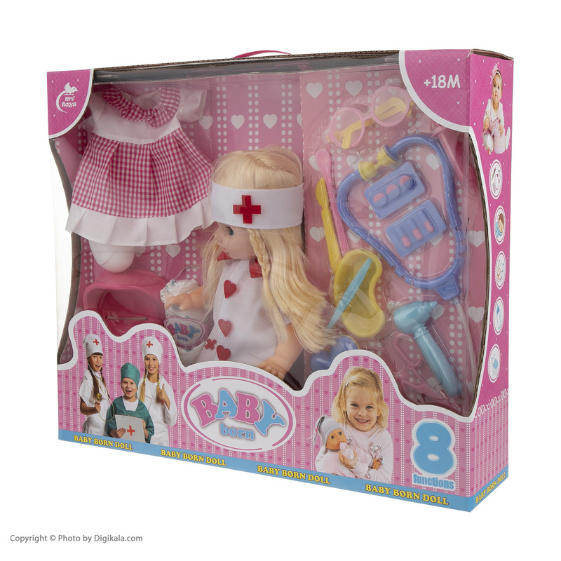 عروسک بیبی بورن طرح پزشک مدل MV644-20 ارتفاع 32 سانتی متر