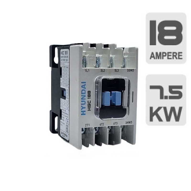 کنتاکتور 18 آمپر مخصوص تابلو فرمان آسانسور هیوندای مدل HGC - 18 کنتاکتور 18 آمپر مخصوص تابلو فرمان آسانسور هیوندای مدل HGC - 18