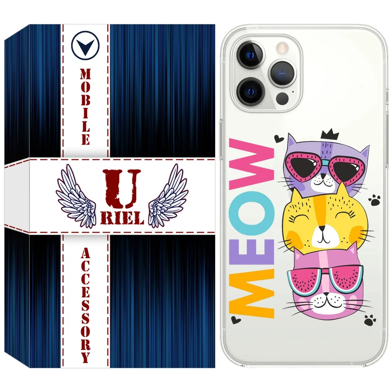کاور یوریل مدل Clear کد 57 طرح گربه مناسب برای گوشی موبایل اپل iPhone 13 Pro Max