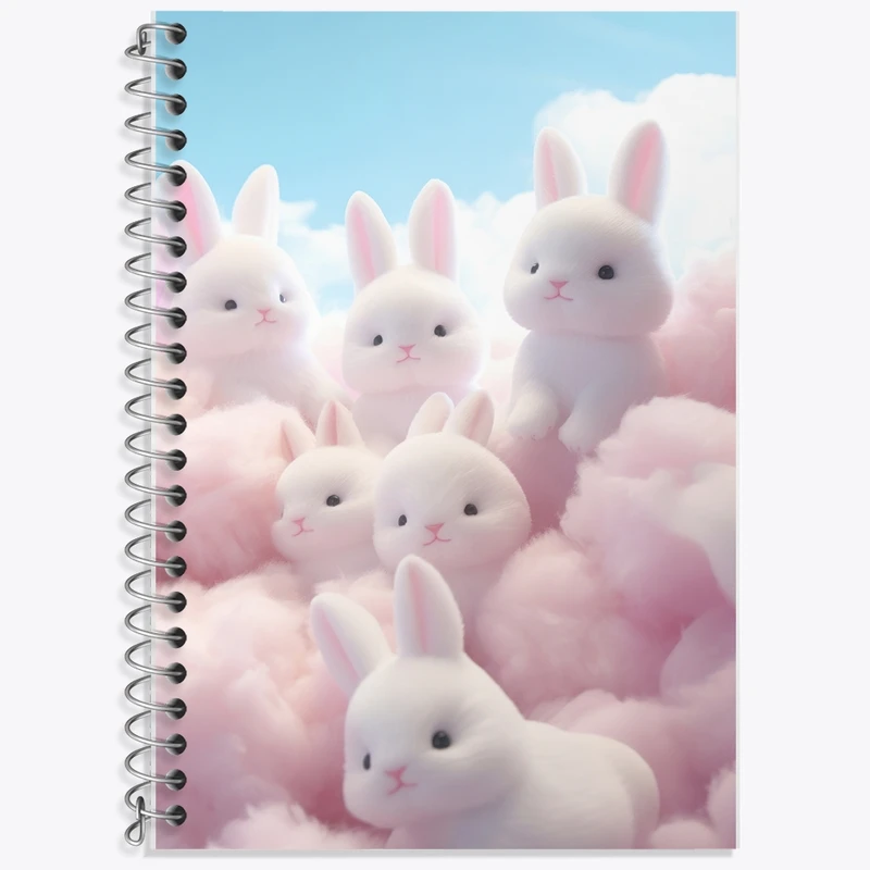 دفتر زبان 50 برگ خندالو مدل دو خط طرح خرگوش های کیوت کد F2614