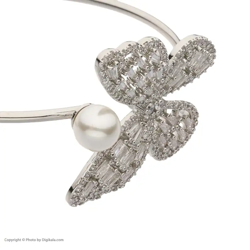 دستبند زنانه مدل پروانه نگین دار و مروارید کد Mhr-21