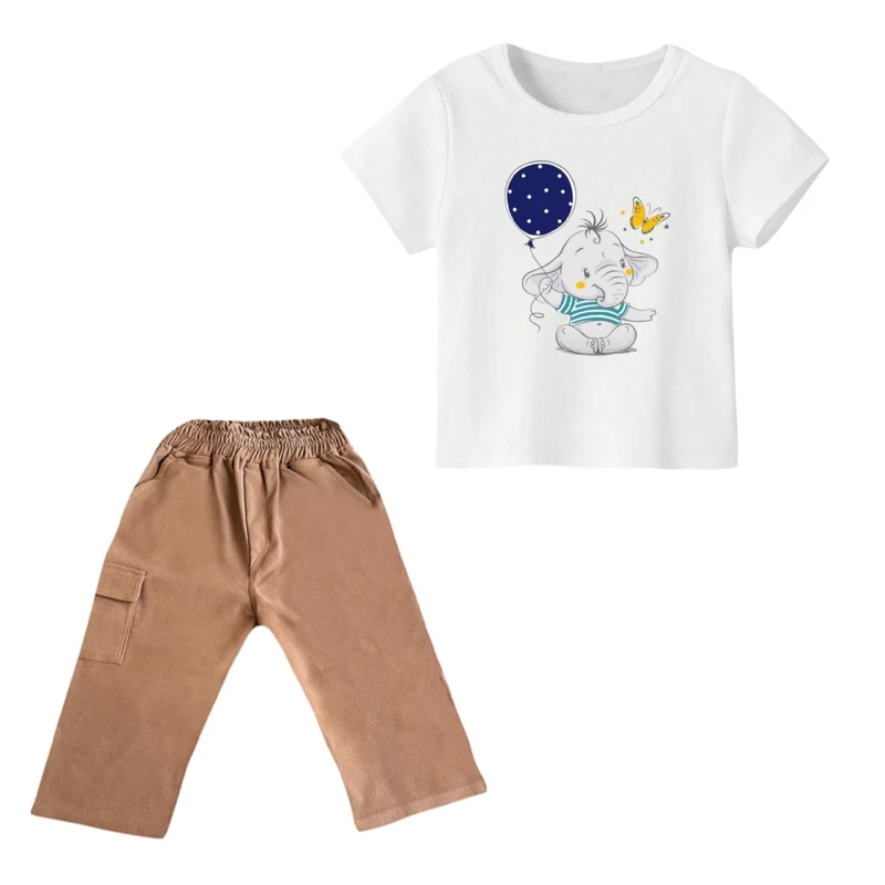 ست تی شرت و شلوارک دخترانه مدل فیل کد ۱۶