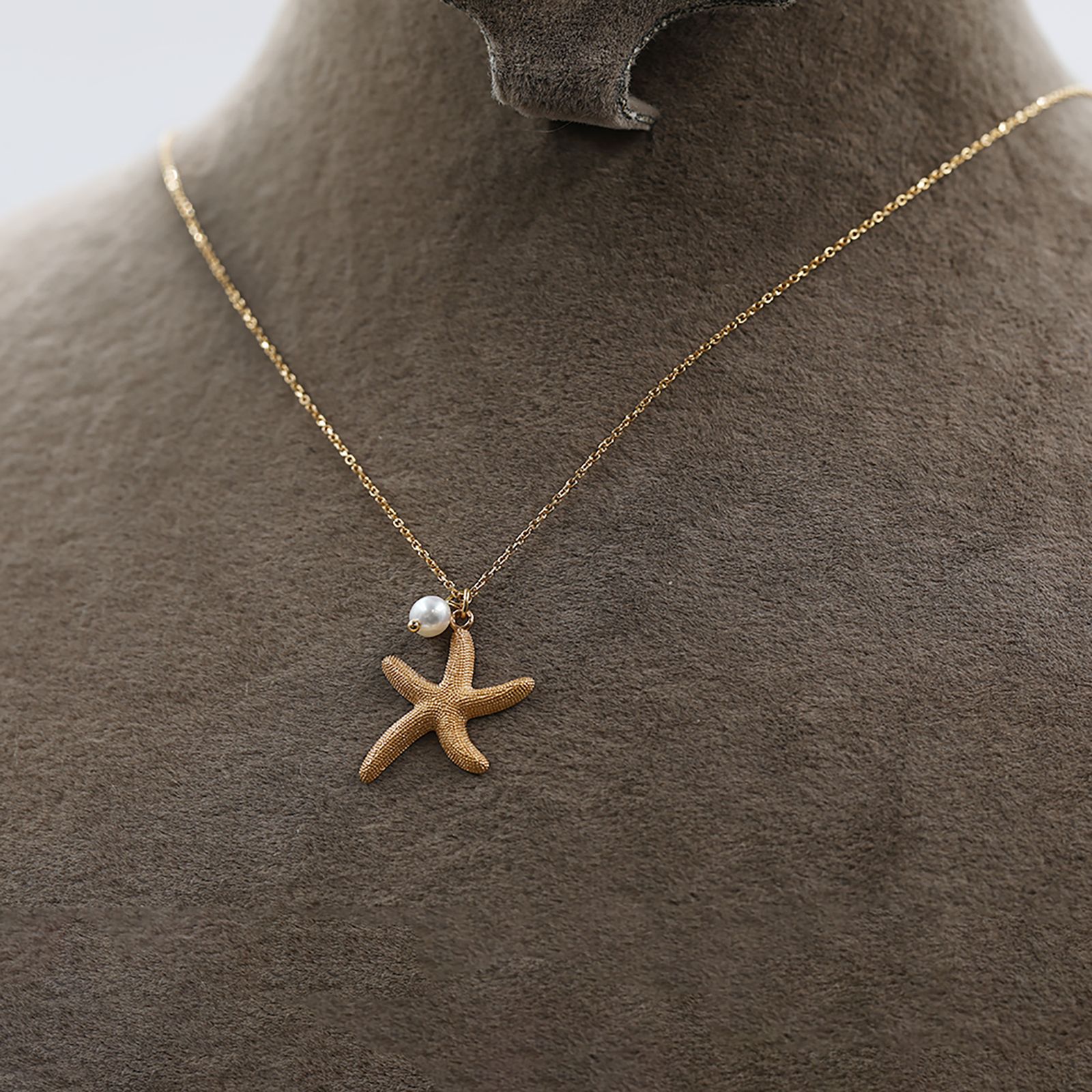 گردنبند طلا با طرح حلقه ای 18 عیار زنانه الی گالری مدل استار فیش و مروارید - - 3