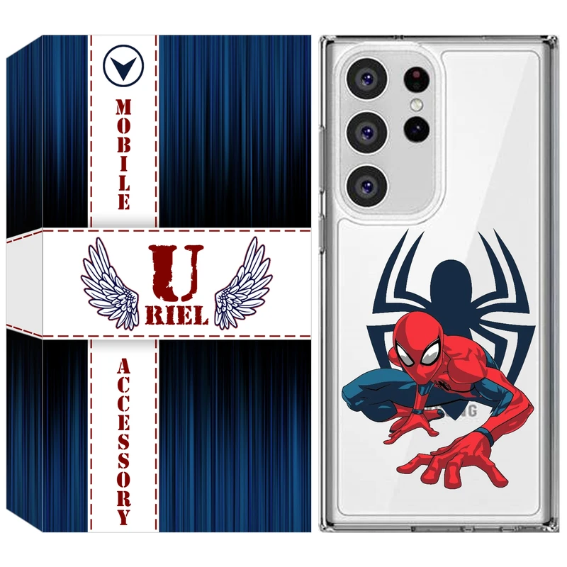 کاور یوریل مدل Clear کد 75 طرح اسپایدرمن مناسب برای گوشی موبایل سامسونگ Galaxy S23 Ultra