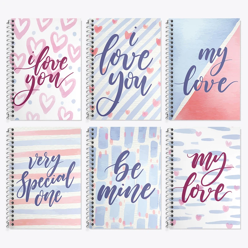 دفتر زبان 50 برگ خندالو مدل دو خط طرح عاشقانه (Love) کد 838 مجموعه 6 عددی