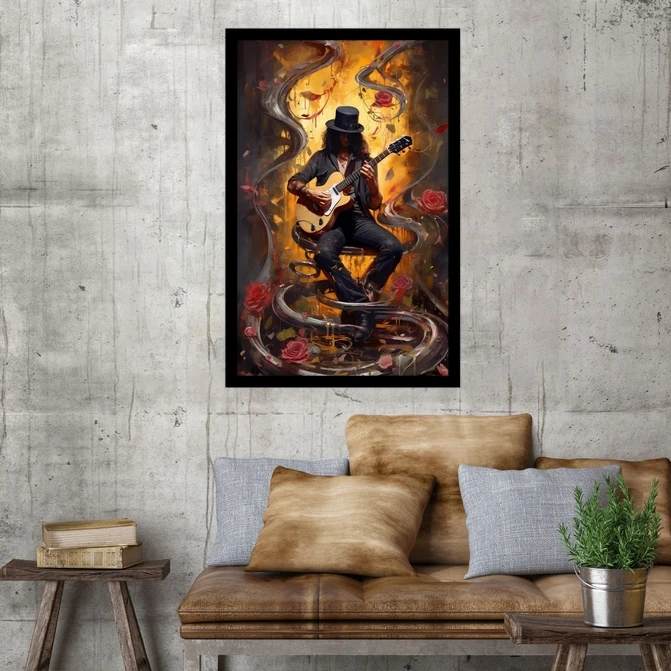 تابلو نوری بکلیت طرح آلات موسیقی و نوازنده گیتار مدل B-MID-17682