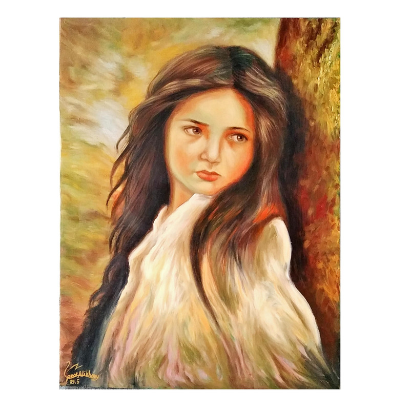 تابلو نقاشی رنگ روغن مدل دختر کد 89