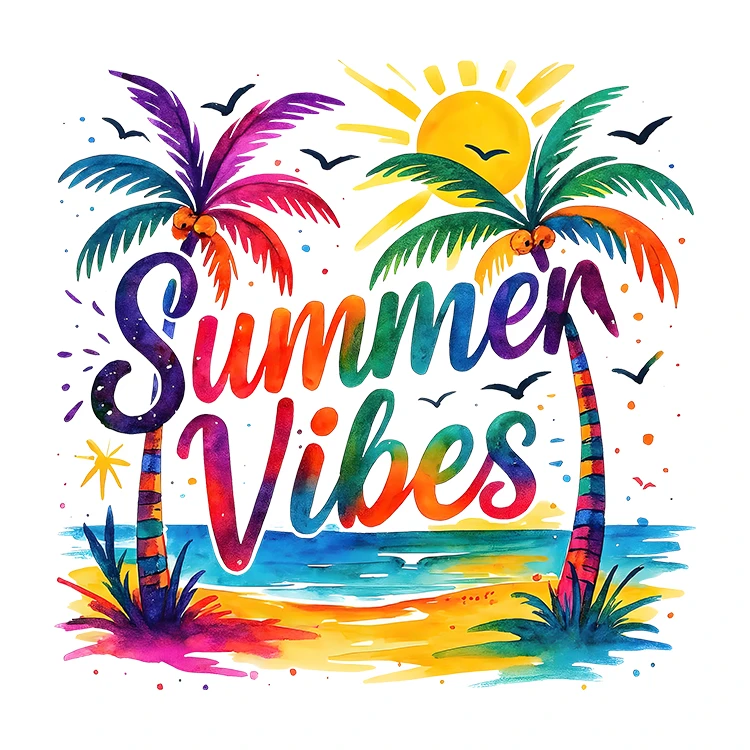 استیکر پارچه و لباس پاد آفرین مدل ساحل تابستانی کد S5617