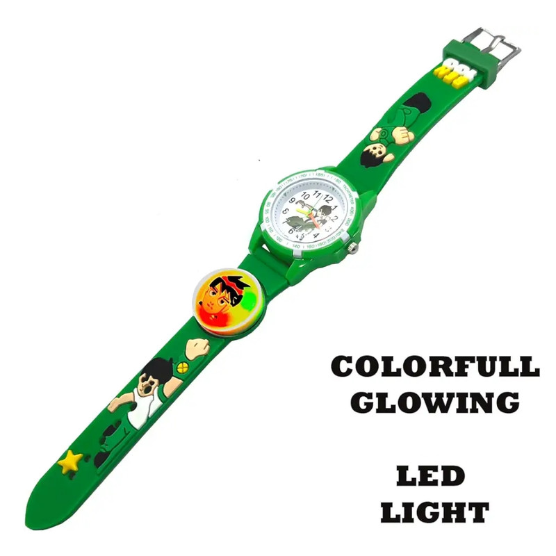 ساعت  مچی عقربه ای پسرانه مدل چراغدار بند سیلیکونی ضد حساسیت طرح بن‌تن کد 2