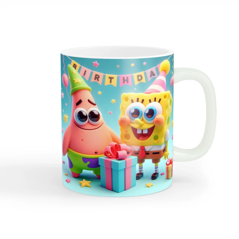 ماگ پاد آفرین طرح باب اسفنجی و پاتریک مدل تولد کد 200