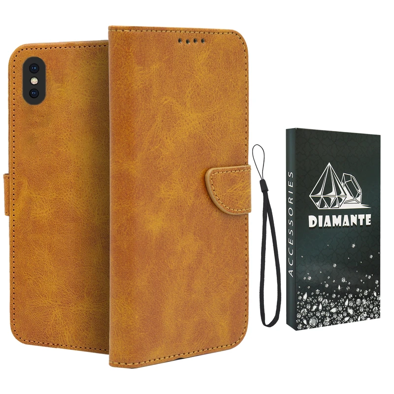 کیف کلاسوری دیامانته مدل Scusa Bk مناسب برای گوشی موبایل اپل iPhone Xs به همراه بند آویز