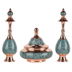 ست 3 تکه شکلات خوری و تنگ فیروزه کوبی هنرلوکس کد FTS28