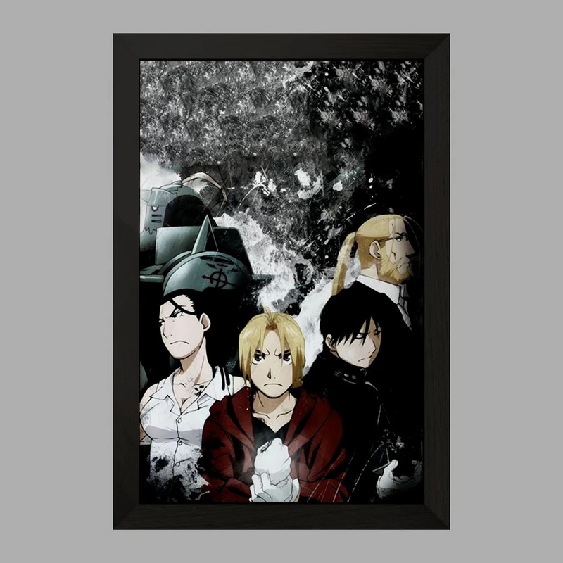 تابلو خندالو مدل ادوارد الریک و دوستان انیمه کیمیاگر تمام فلزی  کد 12667