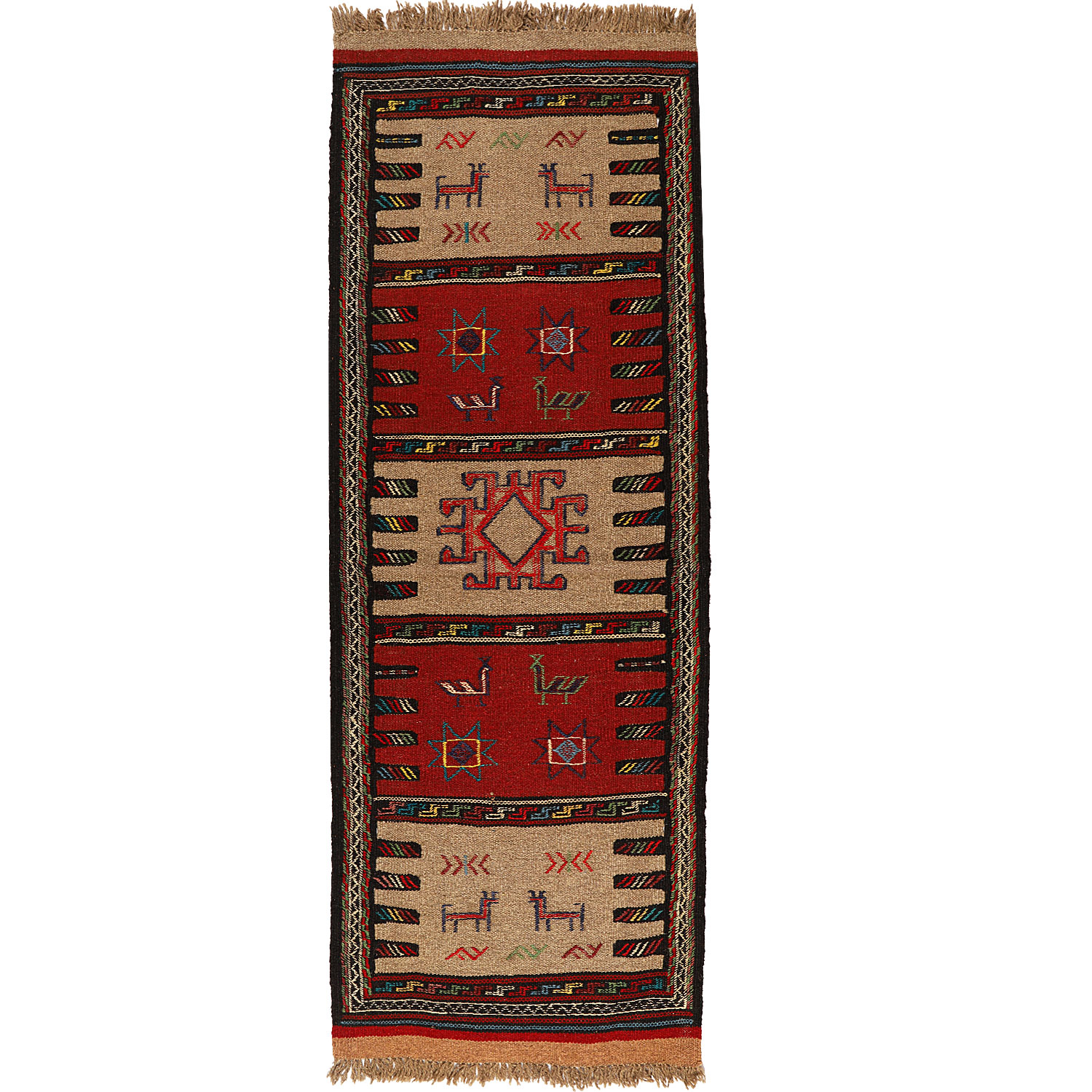 گلیم دستبافت کناره طول دو متر کد 140249