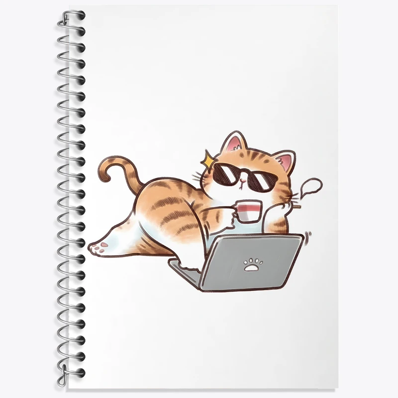 دفتر زبان 50 برگ خندالو مدل سه خط طرح گربه کیوت کد N3040