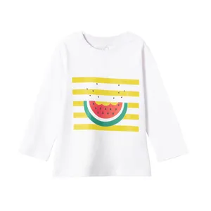 تی شرت آستین بلند دخترانه جی بی جو مدل هندوانه کد 70042 رنگ سفید