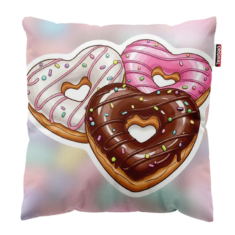 کوسن پاد آفرین مدل دونات های قلبی کد 201 سایز 30*30 سانتی متر