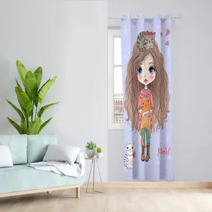 پرده مدل دختر زمینه بنفش مخمل پانچی کد 4820 سایز 140x280 سانتی متر