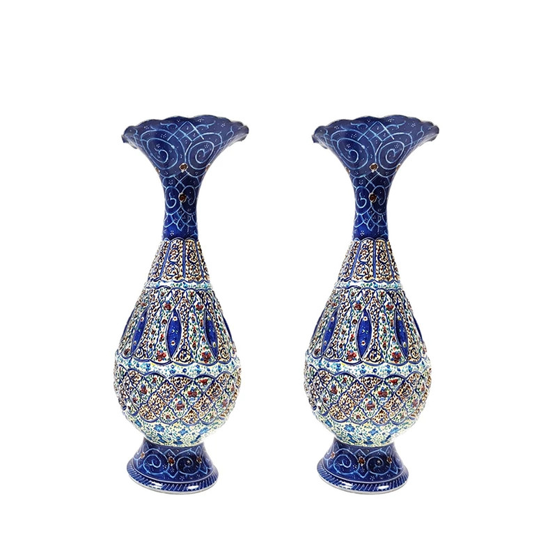  گلدان میناکاری مسی مدل صراحی کد S30 مجموعه 2 عددی