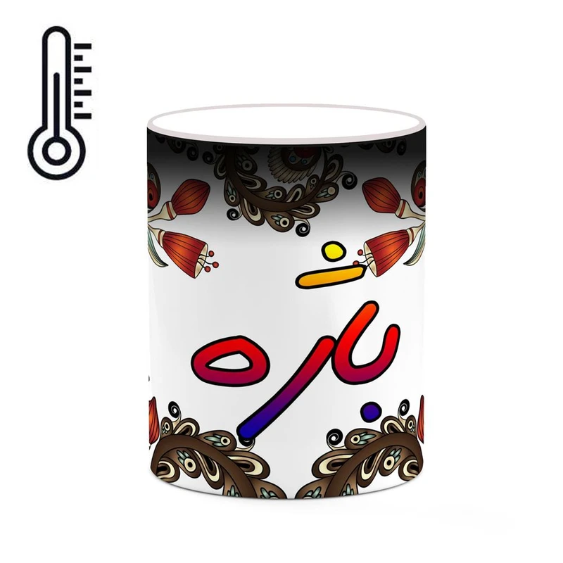 ماگ حرارتی کاکتی مدل اسم باژه طرح سنتی گل و بته کد mgh44104