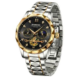 ساعت مچی عقربه‌ای کوارتز مردانه بین باند مدل اسپرت لوکس سه موتور فعال بند طرح تراش الماسی قفل مخفی کد JBN002