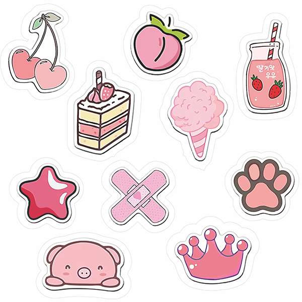 استیکر لپ تاپ راتیانا مدل 01 pink pack مجموعه  10 عددی