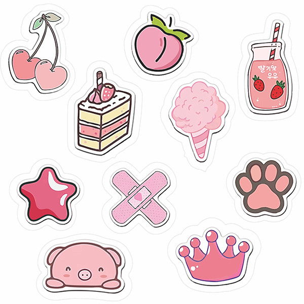 استیکر لپ تاپ راتیانا مدل 01 pink pack مجموعه  10 عددی