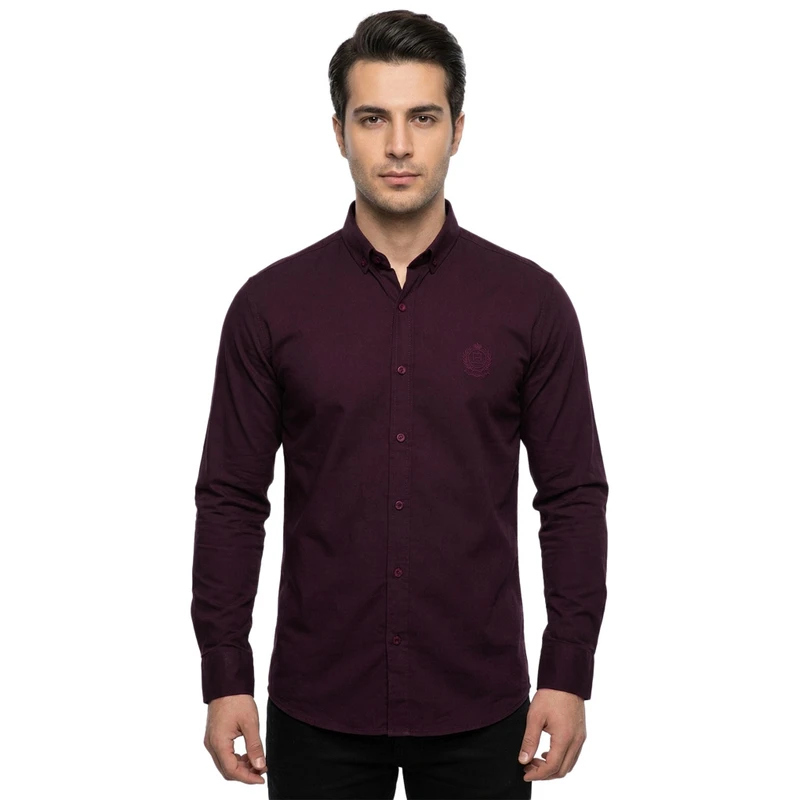 پیراهن آستین بلند یقه برگردان با تنخور معمولی (regular fit) مردانه مدل 5682-49