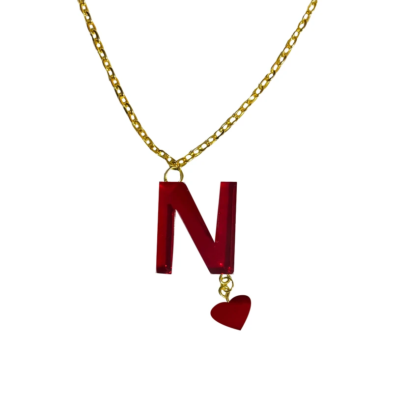 گردنبند زنانه مدل قلب طرح حرف انگلیسی N