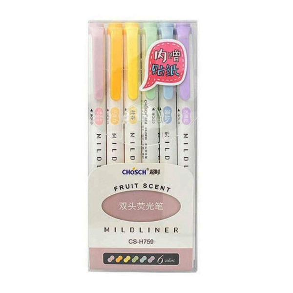 ماژیک علامت گذار مدل mildliner دو سر پاستلی بسته 6 عددی