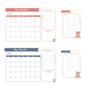 کاغذ یادداشت مدل برنامه ریزی ماهانه و روزانه to do list طرح خرس پاپیون دار مجموعه 4 عددی