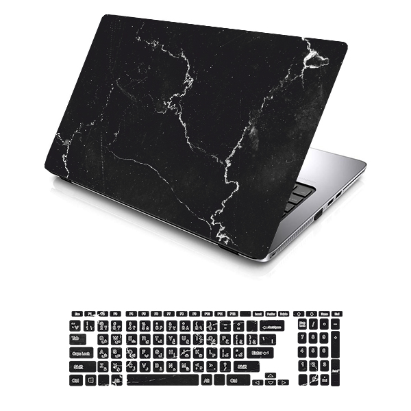 استیکر لپ تاپ توییجین و موییجین طرح Marble کد 07 مناسب برای لپ تاپ 13 اینچ به همراه برچسب حروف فارسی کیبورد