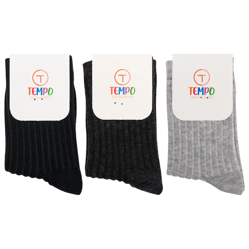 جوراب ساق بلند بچگانه تمپو مدل TM1-4 مجموعه 3 عددی