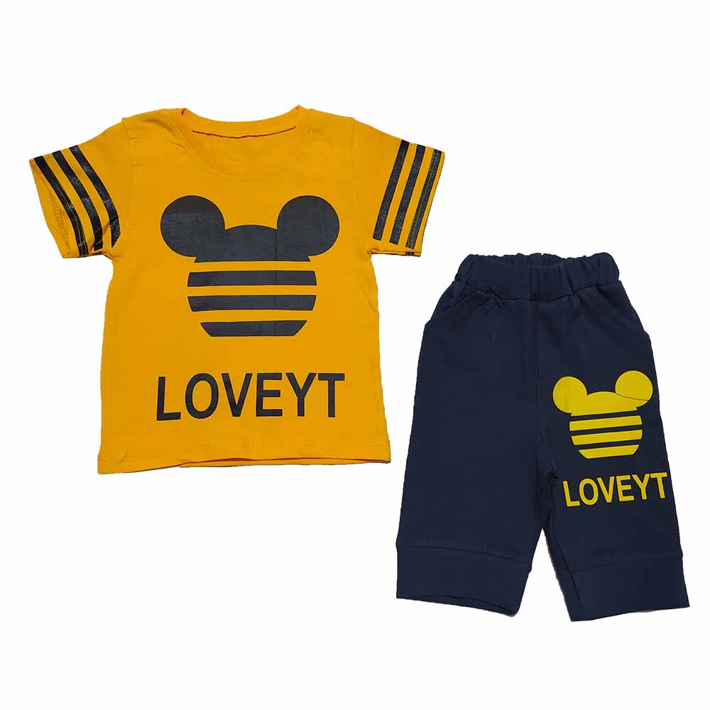 ست تی شرت و شلوارک پسرانه مدل loveyt کد 101