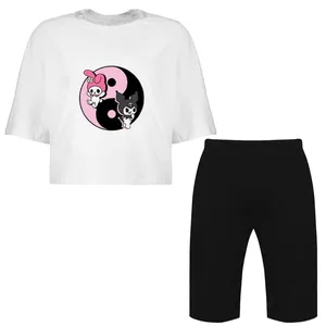 ست نیم تنه و شلوارک زنانه مدل ملودی و کرومی کد Da 180S