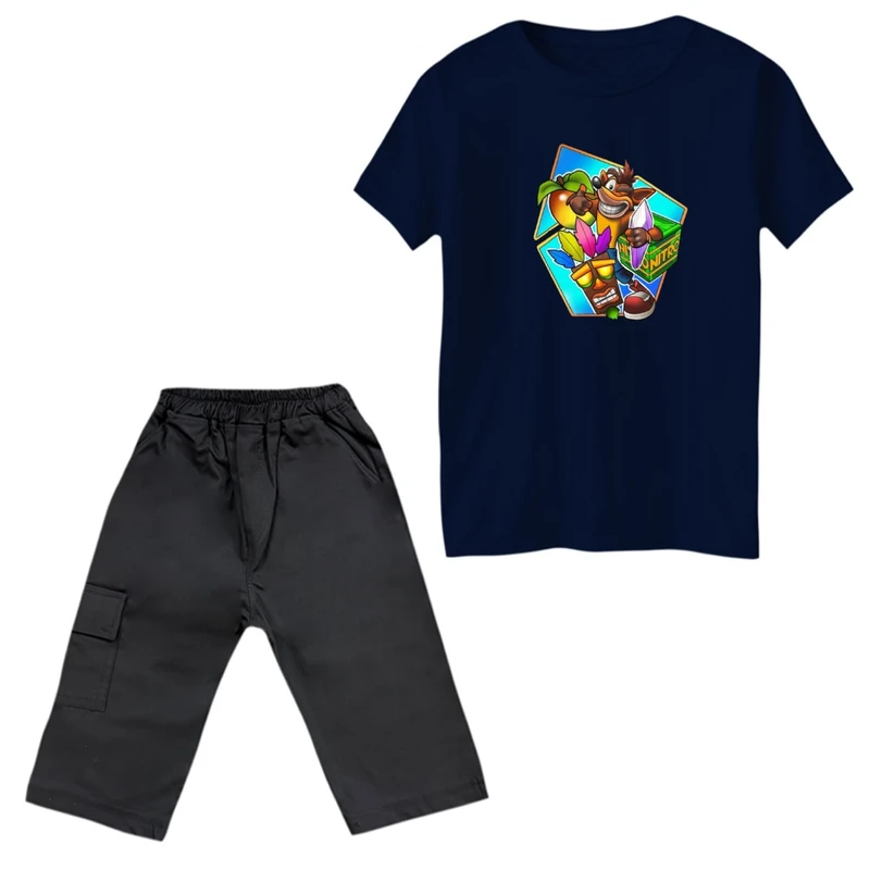 ست تی‌شرت و شلوارک پسرانه مدل کراش کد 3