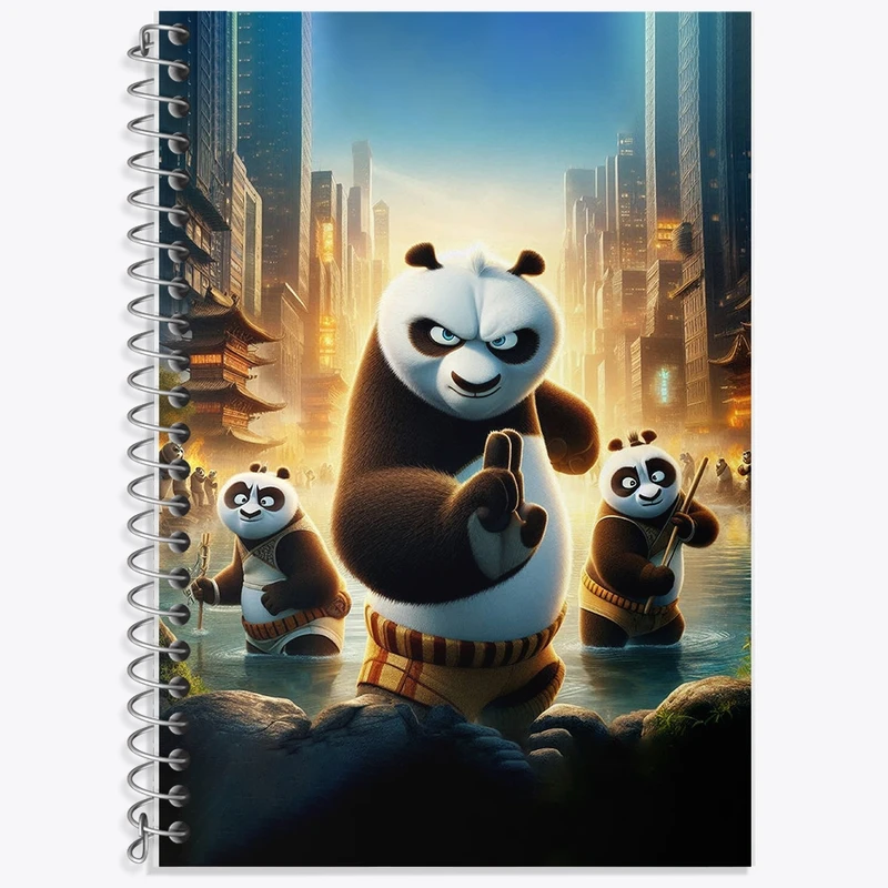 دفتر زبان 50 برگ خندالو مدل دو خط طرح پاندای کونگ فوکار کد F2146