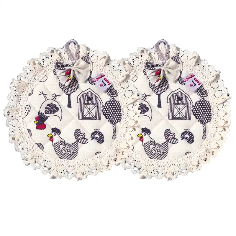 دستگیره صبا طرح مرغ و خروس کد 157 بسته 2 عددی