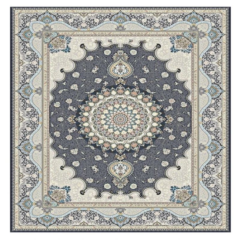 فرش ماشینی 1200 شانه زمینه نوک مدادی حاشیه صدفی مدل مانی