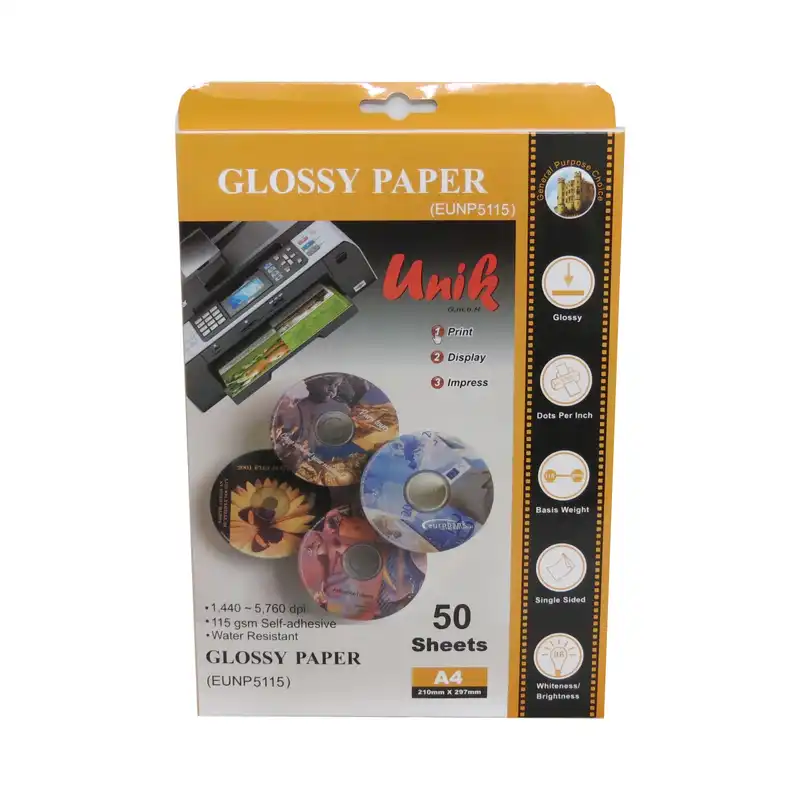 کاغذچاپ یونیک مدل چسبدار کد N -5115 سایز 29×21 سانتی متر بسته 50 عددی