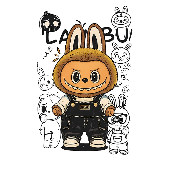 استیکر پارچه و لباس پاد آفرین طرح لبوبو کد 3253